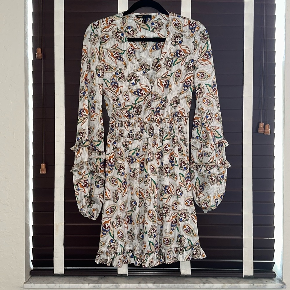 Maje Risley Satin Paisley Print Ruffled Mini Dress